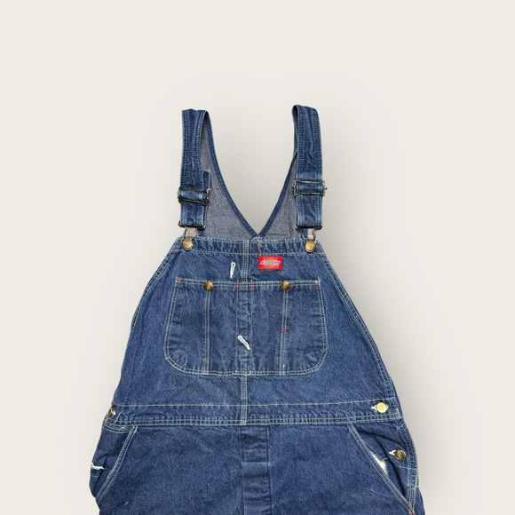 Dickies Men 40 x 30 Bib Overalls Farmer Work Carpenter Blue Jean Med Wash Denim - Picture 3 of 7